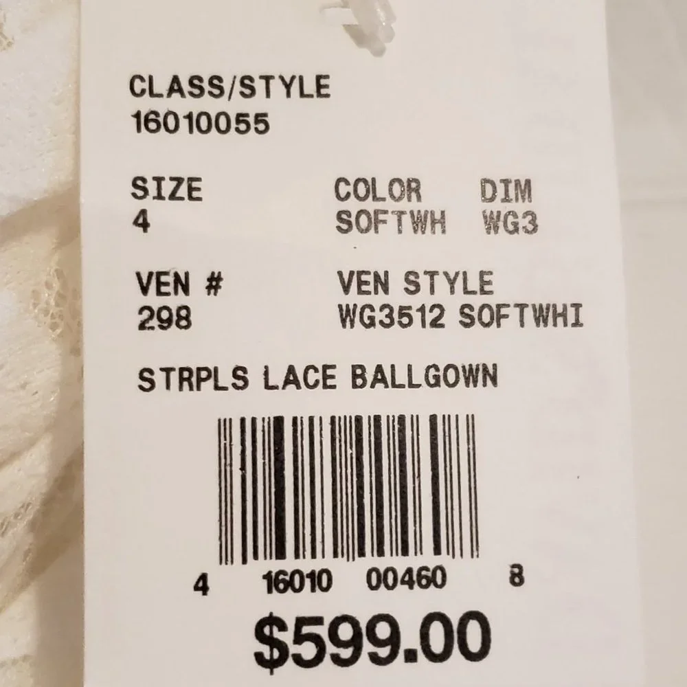 David's Bridal Galina Ballgown Wedding Dress. Sz 4. Soft White - Picture 3 of 5